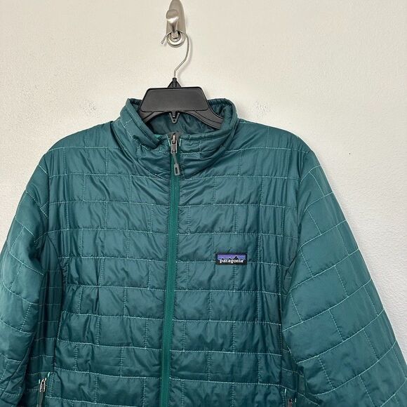 Patagonia Nano Puff Quilted Full Zip Outdoors Hiking Green Teal Women XL X-Large - Picture 2 of 9